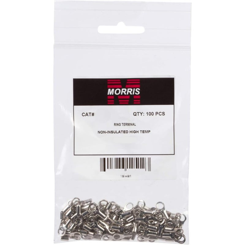 Morris Products High Temperature Ring Terminals â€“ 8 Wire Size - Â¼-inch Stud Size â€“ Nickel-Plated Steel â€“ For HVAC, Industrial Kilns, Electric Space Heaters, Commercial Ovens, Fryers â€“ Pack of 100, (12524) - Image 5